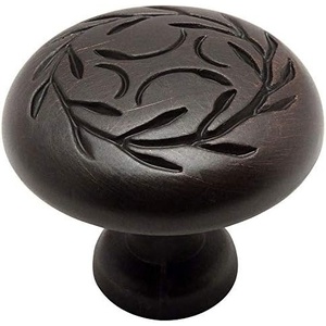 image:imageCosmas 464ORB Oil Rubbed Bronze Leaf Design Cabinet Knob  Decorative Round Knob 114 Inch  Zinc Kitchen Drawer Dresser Furniture Hardware