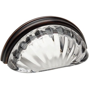 image:imageCosmas 6381ORBC Oil Rubbed Bronze with Clear Glass Cabinet Cup Pull  3 Hole Centers