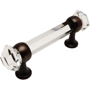 image:imageCosmas 6393ORBC Oil Rubbed Bronze with Clear Glass Cabinet Handle Pull  3 Inch 76mm Hole Centers1