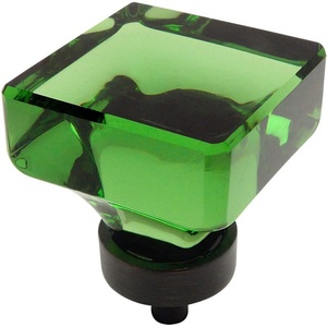 image:imageCosmas 10 Pack 6377ORBEM Oil Rubbed Bronze Cabinet Hardware Square Knob with Emerald Green Glass  138 SquareKnob