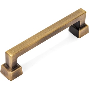 image:imageCosmas 148196BAB Brushed Antique Brass Contemporary Cabinet Hardware Handle Pull  334 Inch 96mm Hole Centers