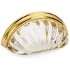 image:imageCosmas 10 Pack 6381BBC Brushed Brass with Clear Glass Cabinet Cup Pull  3 Inch 76mm Hole Centers