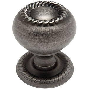 image:image10 Pack  Cosmas 4040WN Weathered Nickel RopeScroll Cabinet Hardware Knob with Matching Backplate  114 Inch Diameter