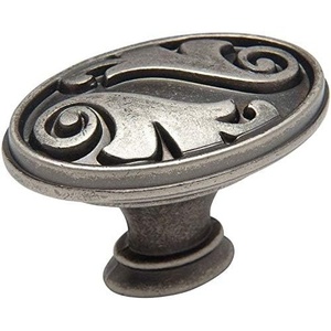 image:imageCosmas 10 Pack 4297WN Weathered Nickel Floral Cabinet Hardware Oval Oblong Knob