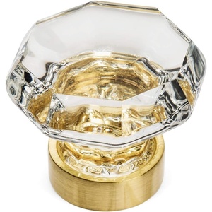 image:imageCosmas 10 Pack 5268BBC Brushed Brass Cabinet Hardware Knob with Clear Glass  1516 Diameter20