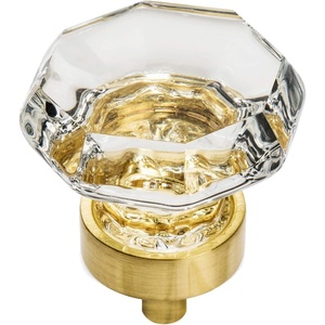 image:imageCosmas 10 Pack 5268BBC Brushed Brass Cabinet Hardware Knob with Clear Glass  1516 Diameter5