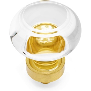 image:imageCosmas 10 Pack 6355BBC Brushed Brass Cabinet Hardware Round Knob with Clear Glass  138 Diameter10