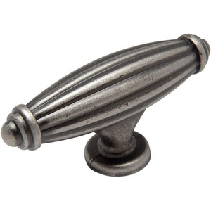 image:imageCosmas 10 Pack 7121WN Weathered Nickel Country Style Cabinet Hardware Ribbed Knob  2916 Inch Long x 1116 Wide