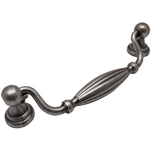 image:imageCosmas 10 Pack 7122WN Weathered Nickel Country Style CabinetFurniture Hardware Ribbed Swinging Handle Pull  5 Inch 128mm Hole Centers