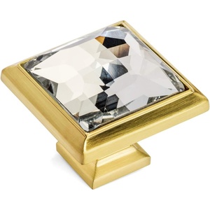image:imageCosmas 20 Pack 5883BBC Brushed Brass Cabinet Hardware Square Knob with Clear Glass  114 Square5