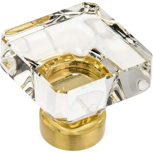 image:imageCosmas 5 Pack 6377BBC Brushed Brass Cabinet Hardware Square Knob with Clear Glass  138 Squared