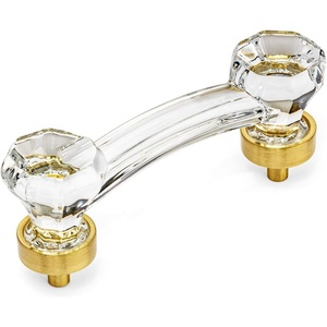 image:imageCosmas 6397BBC Brushed Brass with Clear Glass Cabinet Handle Pull  3 Inch 76mm Hole Centers