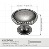 image:imageCosmas 4115WN Weathered Nickel RopeScroll Cabinet Hardware Knob  114 Inch Diameter
