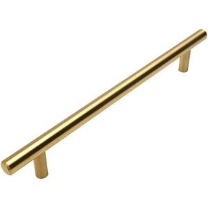 image:image10 Pack  Cosmas 305224BB Brushed Brass Cabinet Hardware Euro Style Bar Handle Pull  878 Inch 224mm Hole Centers 11316 Overall Length