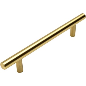 image:imageCosmas 5 Pack 305160BB Brushed Brass Cabinet Hardware Euro Style Bar Handle Pull  6516 Inch 160mm Hole Centers 81116 Overall Length