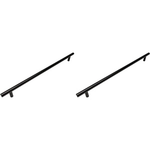 image:imageCosmas 305320FB Flat Black Cabinet Hardware Euro Style Bar Handle Pull  1258 Inch 320mm Hole Centers 15 Overall Length1258 320mm CC Pull Pack of 2