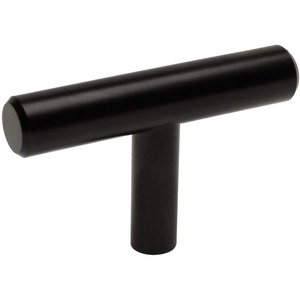 image:image10 Pack  Cosmas 404FB Flat Black Solid Steel Construction 38 Inch Slim Line Euro Style Cabinet Hardware TKnob  2 Overall Length