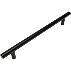 image:imageCosmas 305192FB Flat Black Cabinet Hardware Euro Style Bar Handle Pull  712 Inch 192mm Hole Centers 10 Overall Length