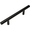 image:imageCosmas 4044FB Flat Black Solid Steel Construction 38 Inch Slim Line Euro Style Cabinet Hardware Bar Pull  4 Inch 102mm Hole Centers