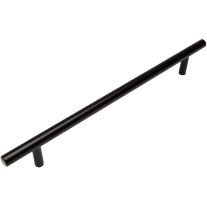image:image10 Pack  Cosmas 404224FB Flat Black Solid Steel Construction 38 Inch Slim Line Euro Style Cabinet Hardware Bar Pull  878 Inch 224mm Hole Centers