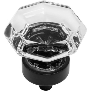 image:imageCosmas 10 Pack 5268FBC Flat Black Cabinet Hardware Knob with Clear Glass  1516 Diameter1
