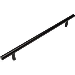 image:imageCosmas 404192FB Flat Black Solid Steel Construction 38 Inch Slim Line Euro Style Cabinet Hardware Bar Pull  712 Inch 192mm Hole Centers