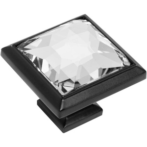 image:imageCosmas 5 Pack 5883FBC Flat Black Cabinet Hardware Square Knob with Clear Glass  114 Square5