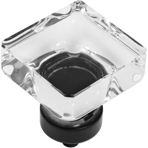 image:imageCosmas 5 Pack 6377FBC Flat Black Cabinet Hardware Square Knob with Clear Glass  138 Squared5