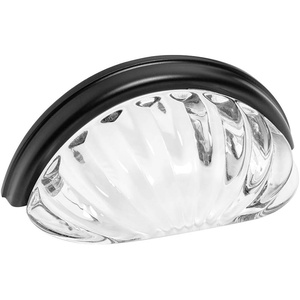 image:imageCosmas 6381FBC Flat Black with Clear Glass Cabinet Cup Pull  3 Inch 76mm Hole Centers10
