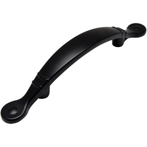 image:imageCosmas 9980FB Flat Black Cabinet Hardware Arched Handle Pull  3 Inch 76mm Hole Centers 512 Overall Length