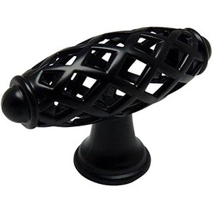 image:image10 Pack  Cosmas 1749FB Flat Black Cabinet Hardware Birdcage Knob