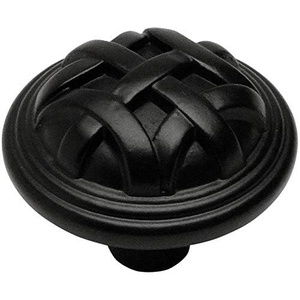 image:image10 Pack  Cosmas 7064FB Flat Black Braided Cabinet Hardware Round Knob  114 Diameter