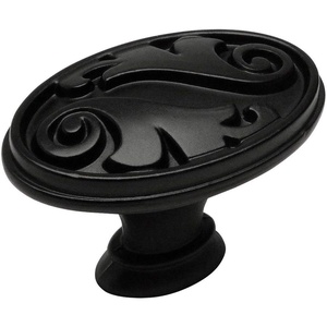 image:imageCosmas 10 Pack 4297FB Flat Black Floral Cabinet Hardware Oval Oblong Knob