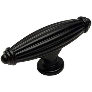 image:imageCosmas 25 Pack 7121FB Flat Black Country Style Cabinet Hardware Ribbed Knob  2916 Inch Long x 1116 Wide