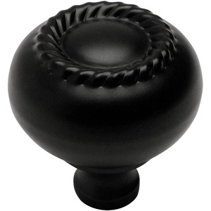 image:imageCosmas 4040FB Flat Black RopeScroll Cabinet Hardware Knob with Matching Backplate  114 Inch Diameter