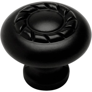 image:imageCosmas 4113FB Flat Black RopeScroll Cabinet Hardware Knob  1316 Inch Diameter
