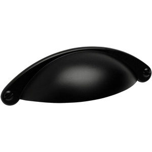 image:imageCosmas 4198FB Flat Black Cabinet Hardware Bin Cup Drawer Handle Pull  212 Inch 64mm Hole Centers