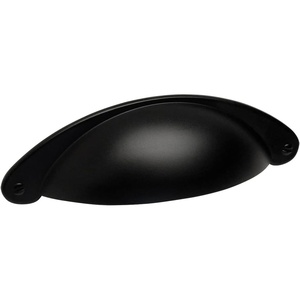 image:imageCosmas 4199FB Flat Black Cabinet Hardware Bin Cup Drawer Handle Pull  3 Inch 76mm Hole Centers