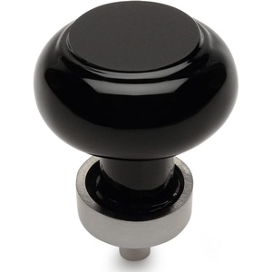 image:imageCosmas 5 Pack 6355SNX Satin Nickel Cabinet Hardware Round Knob with Black Glass  138 Diameter