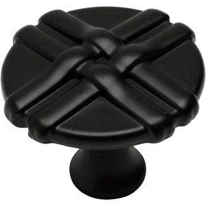 image:imageCosmas 7062FB Flat Black Braided Cabinet Hardware Round Knob  114 Diameter
