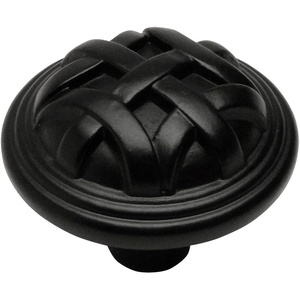 image:imageCosmas 7064FB Flat Black Braided Cabinet Hardware Round Knob  114 Diameter