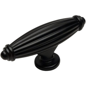 image:imageCosmas 7121FB Flat Black Country Style Cabinet Hardware Ribbed Knob  2916 Inch Long x 1116 Wide