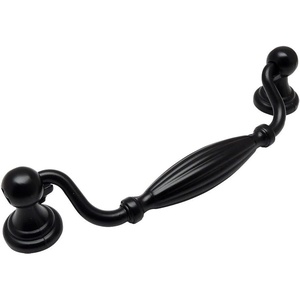 image:imageCosmas 7122FB Flat Black Country Style CabinetFurniture Hardware Ribbed Swinging Handle Pull  5 Inch 128mm Hole Centers