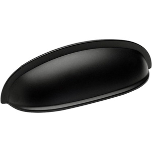image:imageCosmas 7712FB Flat Black Cabinet Hardware Bin Cup Drawer Handle Pull  3 Inch 76mm Hole Centers