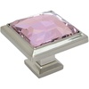 image:image5 Pack  Cosmas 5883SNP Satin Nickel Cabinet Hardware Square Knob with Pink Glass  114 Square5 Pack