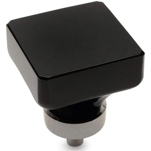 image:image10 Pack  Cosmas 6377SNX Satin Nickel Cabinet Hardware Square Knob with Black Glass  138 Square
