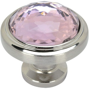 image:image5 Pack  Cosmas 5317SNP Satin Nickel Cabinet Hardware Round Knob with Pink Glass  114 Diameter20 Pack