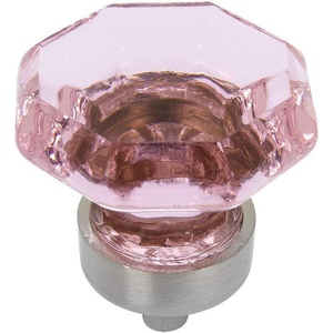 image:imageCosmas 10 Pack 5268SNP Satin Nickel Cabinet Hardware Knob with Pink Glass  1516 Diameter5 Pack