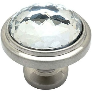 image:imageCosmas 10 Pack 5317SNC Satin Nickel Cabinet Hardware Round Knob with Clear Glass  114 Diameter20 Pack