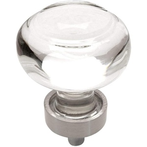 image:imageCosmas 10 Pack 6355SNC Satin Nickel Cabinet Hardware Round Knob with Clear Glass  138 Diameter5 Pack